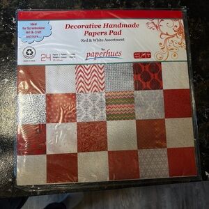 Paperhues 24-piece Decorative Handmade Paper (12”x12” each) Red or White Assort.